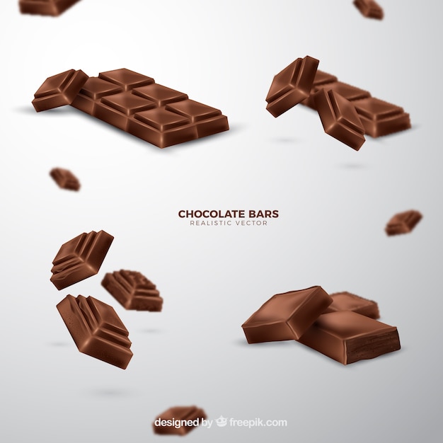 Vector colección de barras de chocolate en estilo realista