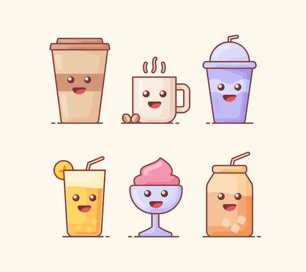 colección de bebida bebida icono aislado en beige
