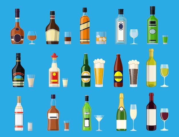 Colección de bebidas alcohólicas.