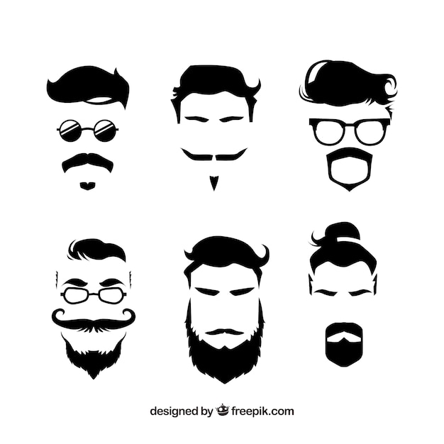 Vector colección de bigotes hipster dibujados a mano