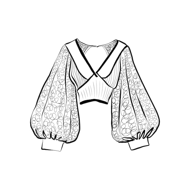 Colección de bocetos de moda Ilustración de vector de moda dibujada a mano de línea negra