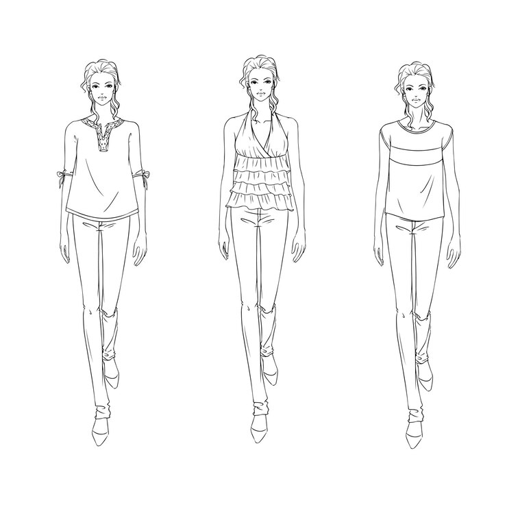 Vector colección de bocetos de moda