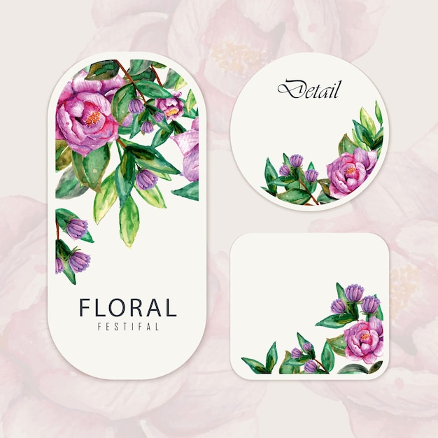 Colección de bodas conjunto de plantillas de tarjeta floral púrpura