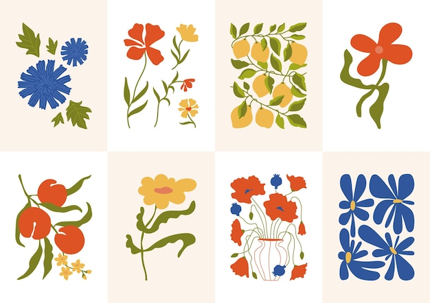 Colección bohemia de retratos de mujeres e ilustraciones botánicas para su galería de arte de pared