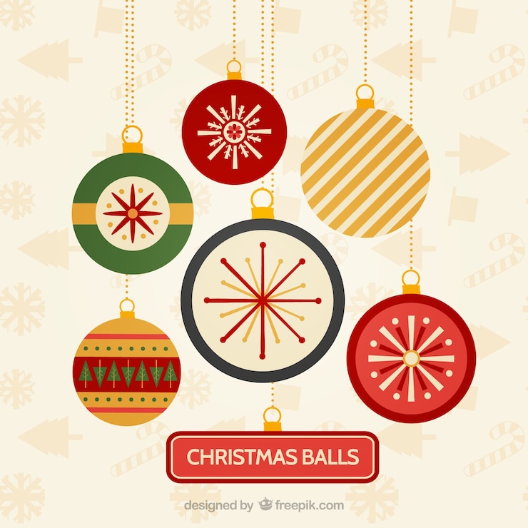 Vector colección de bolas de navidad planas