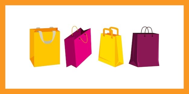 Colección de bolsas de compras coloridas para venta al por menor y ventas