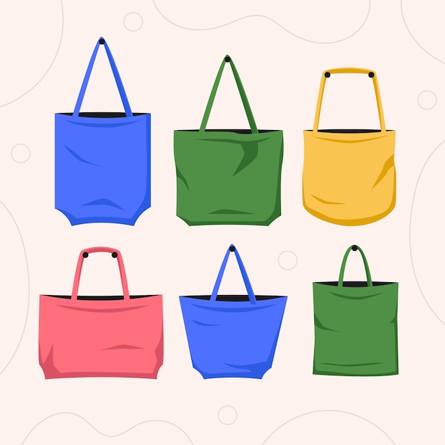 Vector colección de bolsas de tela planas