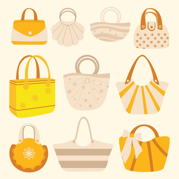 Vector colección de bolsos de playa de verano