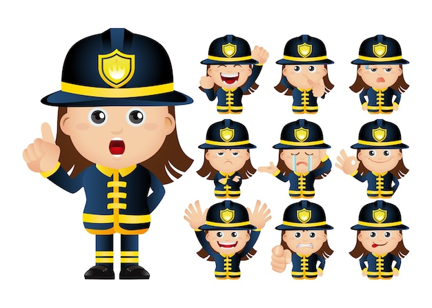colección de bombero aislado en blanco