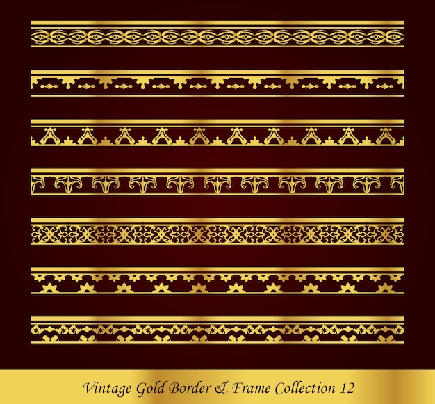 Vector colección de borde dorado de lujo vintage