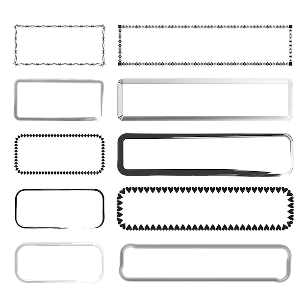Colección de bordes rectangulares Conjunto de marcos decorativos Patrones geométricos Ilustración vectorial EPS 10