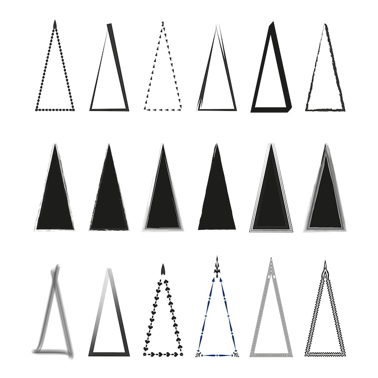 Vector colección de bordes de varios triángulos conjunto de triángulos negros vectoriales diseño de formas distintas