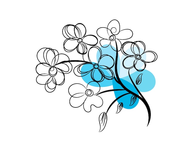 Colección botánica de flores y hojas
