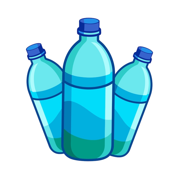 Vector colección de botellas de agua potable de plástico dibujadas a mano