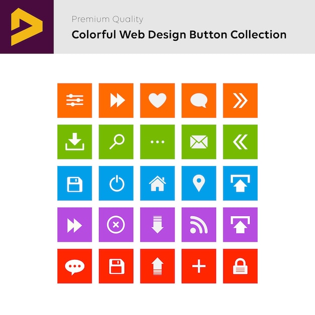 Colección de botones de diseño web coloridos