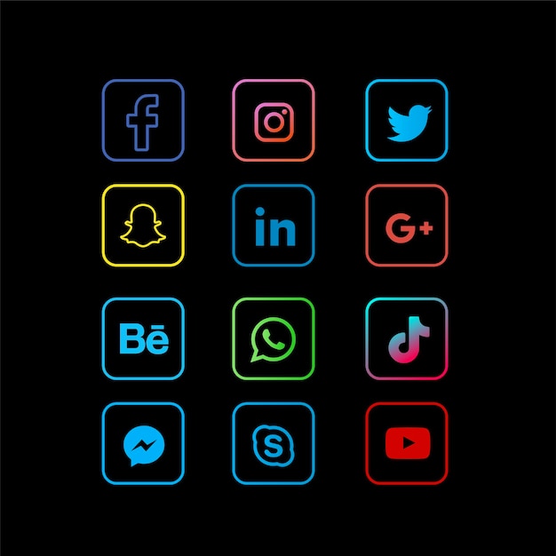 Colección de botones de iconos de redes sociales