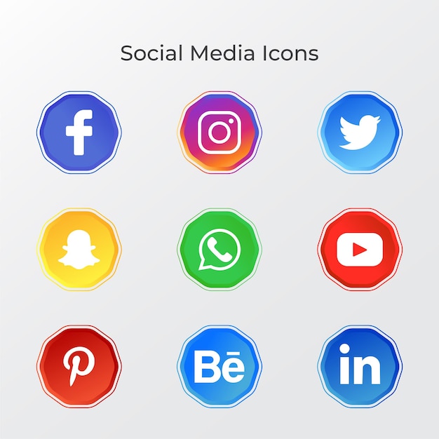 Colección de botones de iconos de redes sociales