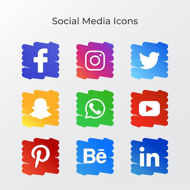 Colección de botones de iconos de redes sociales