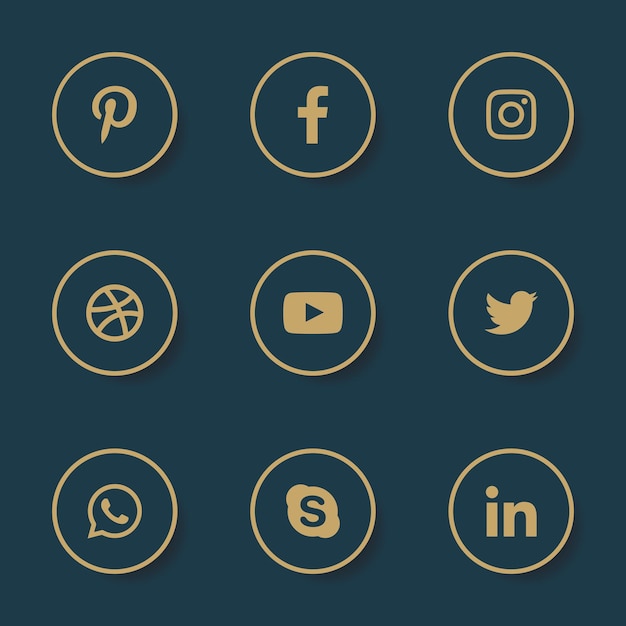 Vector colección de botones de iconos de redes sociales
