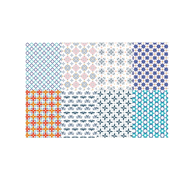Colección de brillantes patrones de mosaico geométrico sin costuras de colores sin fin texturas de azulejos decorativos