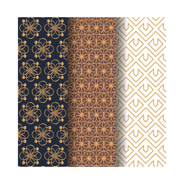 Colección de brillantes patrones de mosaico geométrico sin costuras de colores sin fin texturas de azulejos decorativos