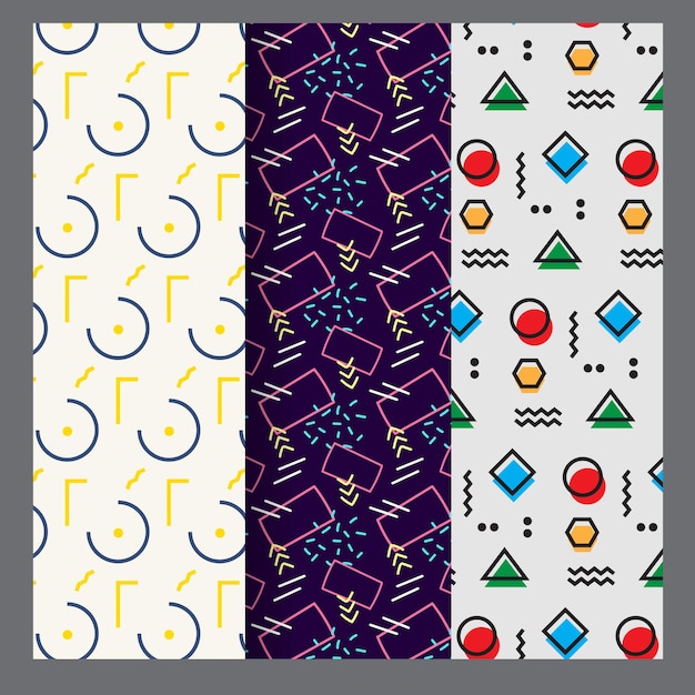Colección de brillantes patrones de mosaico geométrico sin costuras de colores sin fin texturas de azulejos decorativos
