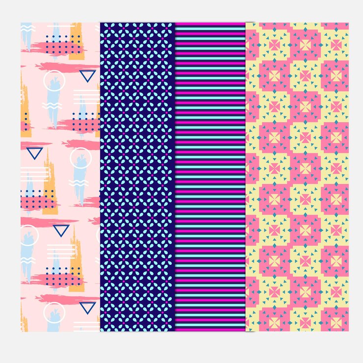 Vector colección de brillantes patrones de mosaico geométrico sin costuras de colores sin fin texturas de azulejos decorativos