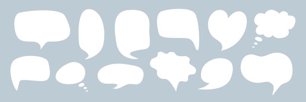 Colección de burbujas de habla caja de mensajes nube conjunto de doodle icono de comunicación marco de citas blanco charla divertida