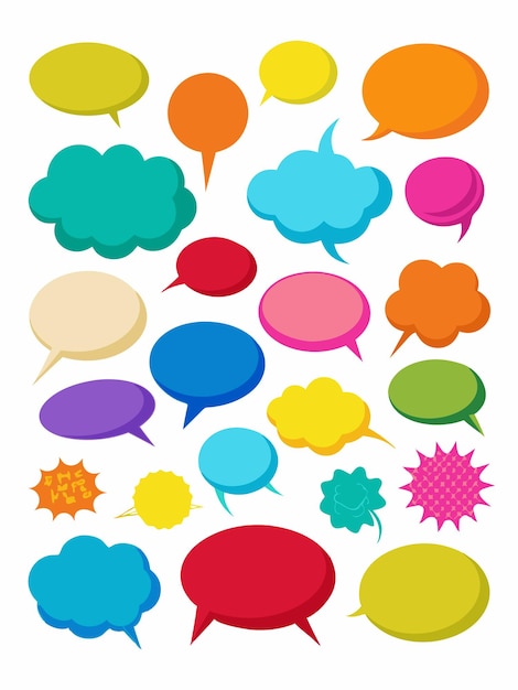 una colección de burbujas de habla coloridas con la palabra nube en la parte inferior
