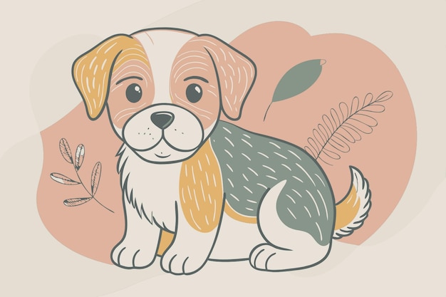 Colección de cachorros lindos aislados sobre un fondo blanco