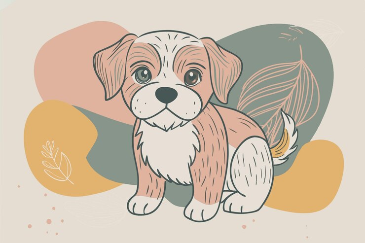 Vector colección de cachorros lindos aislados sobre un fondo blanco