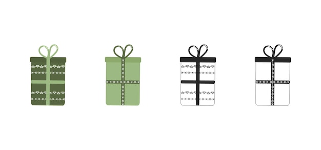 Colección de cajas de regalo Ilustración vectorial Elemento de Navidad Dibujo de línea