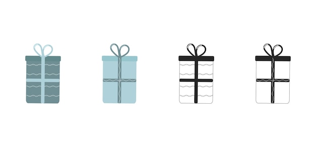 Colección de cajas de regalo ilustración vectorial elemento de navidad dibujo de línea