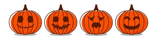 Colección de calabazas de halloween dibujadas a mano