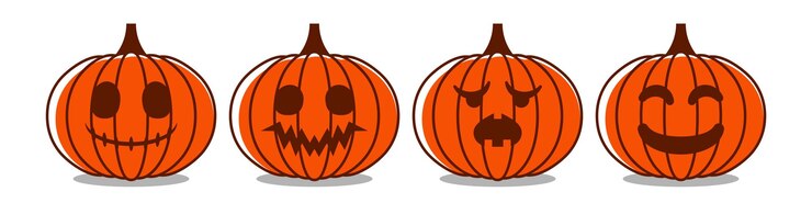 Colección de calabazas de halloween dibujadas a mano