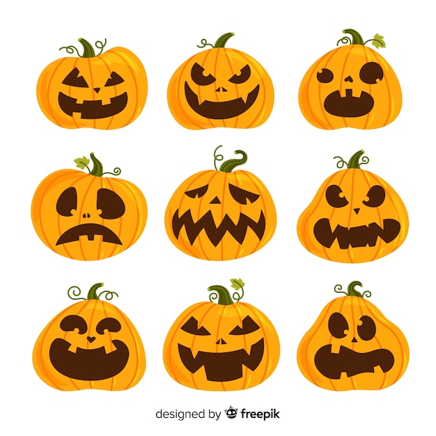 Colección de calabazas de halloween de diseño plano