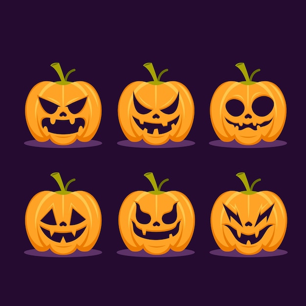 Colección de calabazas de halloween de diseño plano