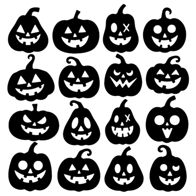 Colección de calabazas talladas en silueta para decoraciones de Halloween
