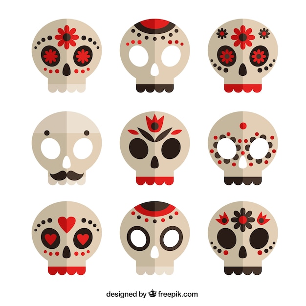 Vector colección de calaveras de azúcar