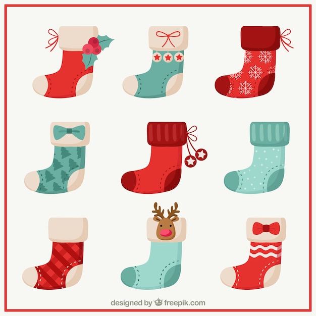 Colección de calcetines bonitos de navidad