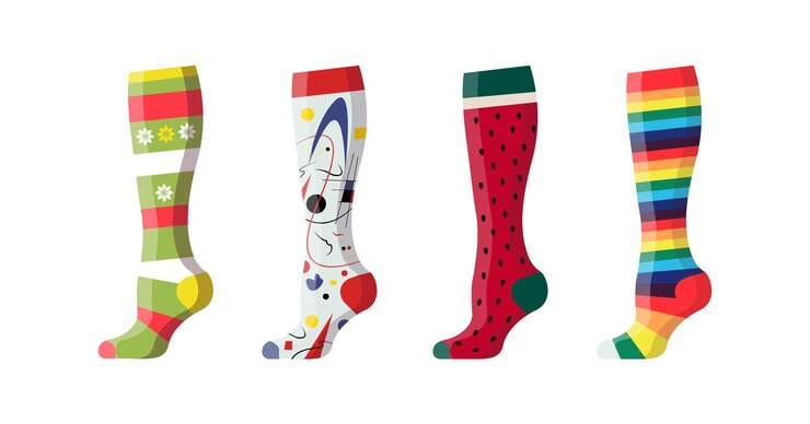Vector colección de calcetines coloridos con diferentes estampados