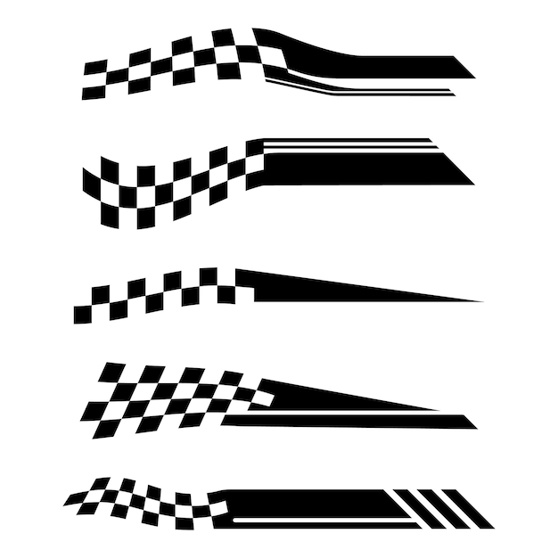 Colección de calcomanías de envoltura de automóviles de bandera a cuadros de estilo de carreras
