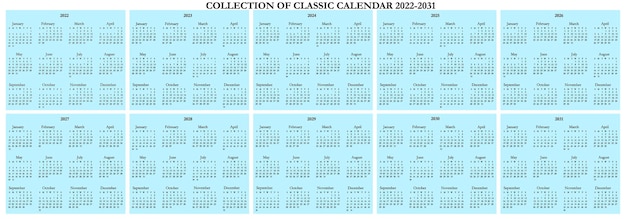 Colección de calendario clásico 2022-2031