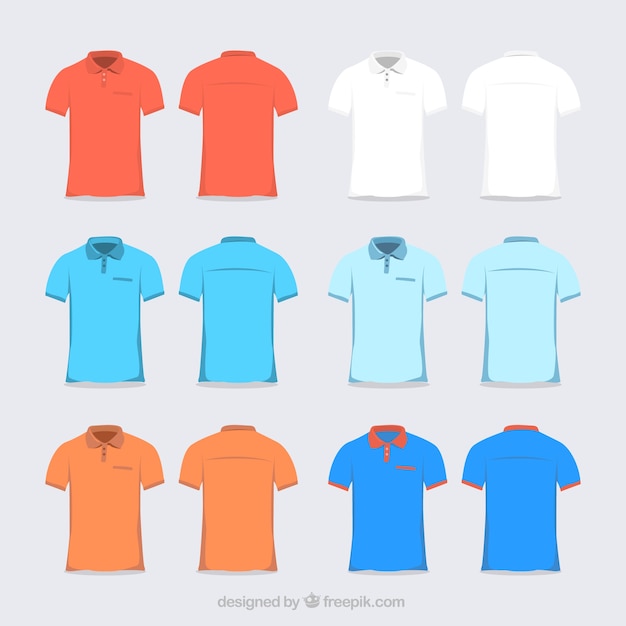 Vector colección de camisetas de polo multicolor