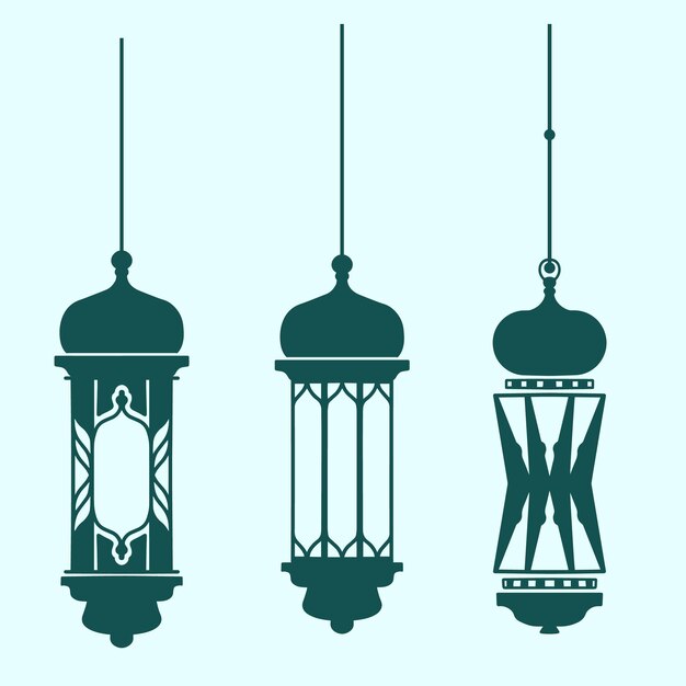 Colección de candelabros de Ramadán islámico verde