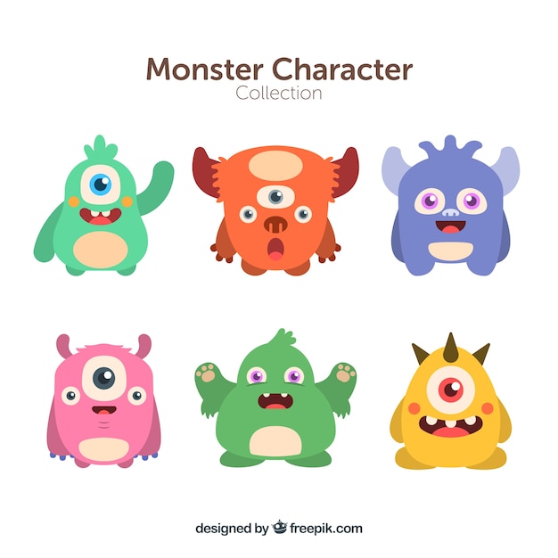 Colección de caracteres de seis monstruos