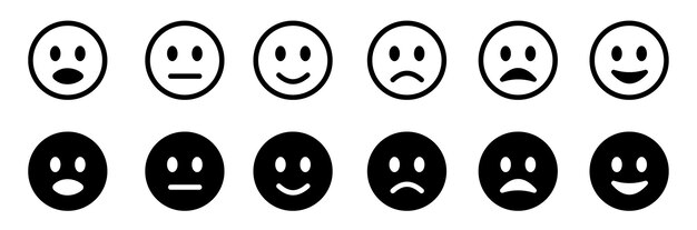 Colección de caras emoji Colección de íconos emoticonos Emoji felices y tristes