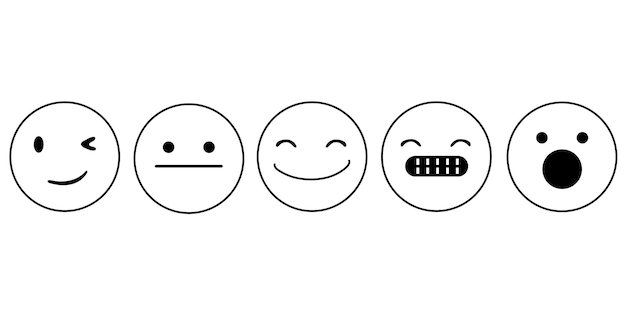 Colección de caras emoji minimalistas que muestran diferentes expresiones