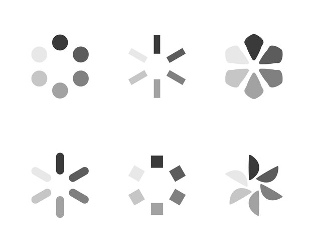 Colección Cargando el icono de estado de la barra Ilustración vectorial Configurar los íconos cargados Descargar progreso Cargar