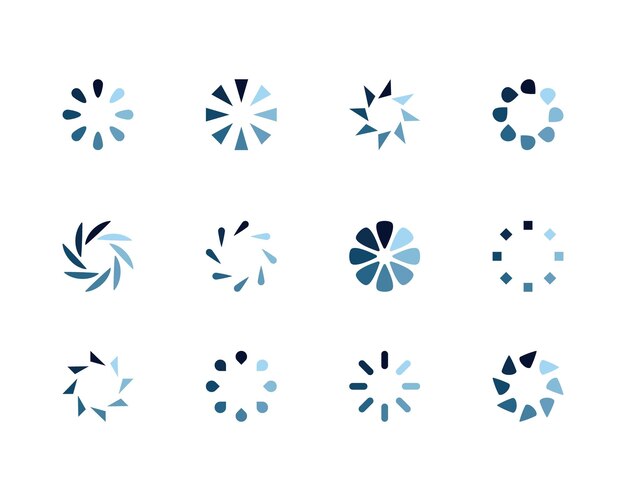 Colección Cargando el icono de estado de la barra Ilustración vectorial Conjunto de íconos cargados por vectores Descargar progreso No cargar o cargar